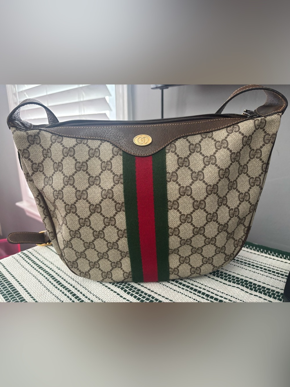Gucci GG Supreme Web Sherry Line Shoulder Bag